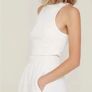 AGOLDE Los Angeles ribbed high neck tank white